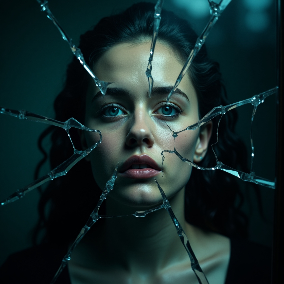 Abstract Digital Art Collection- A fractured mirror reflecting different versions of a face - 1120 x 1120