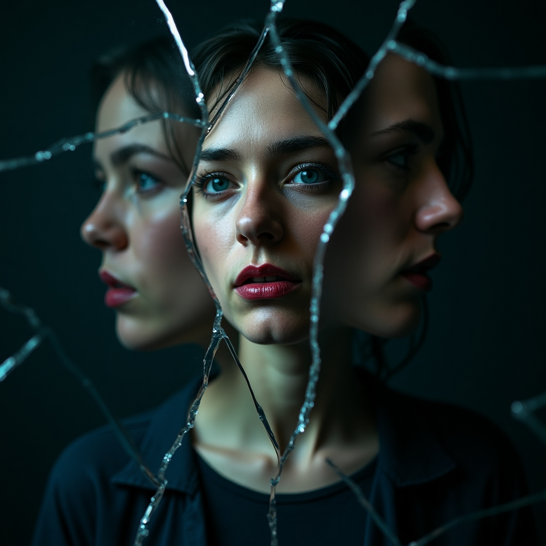 Abstract Digital Art Collection- A fractured mirror reflecting different versions of a face - 1120 x 1120