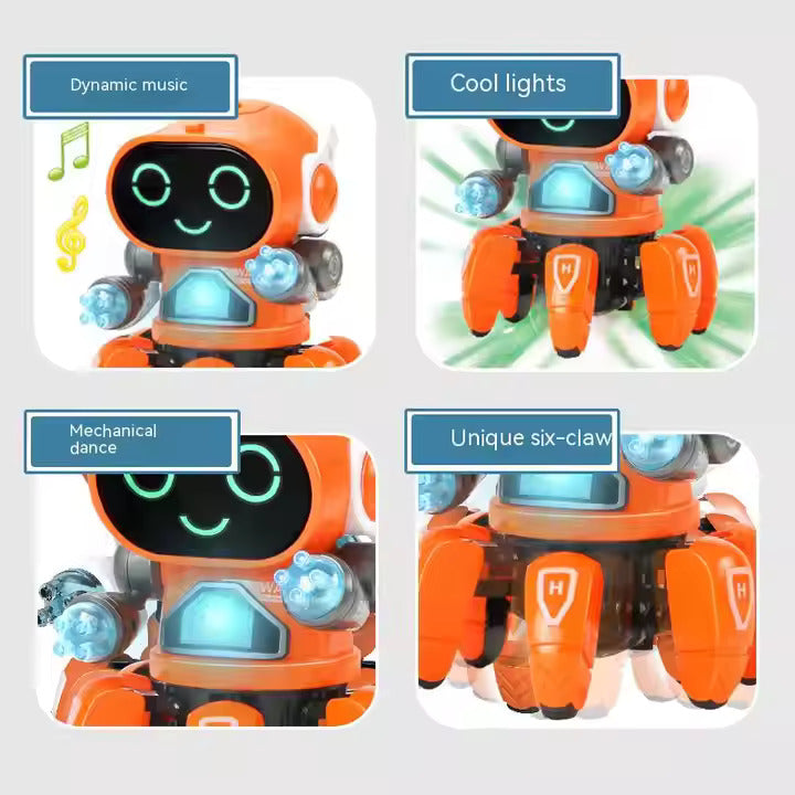 Smart Six-Claw Electric Robot Toy | Colorful Light and Sound Musical Model | 2 years and above | Early Baby Child Educational Toy